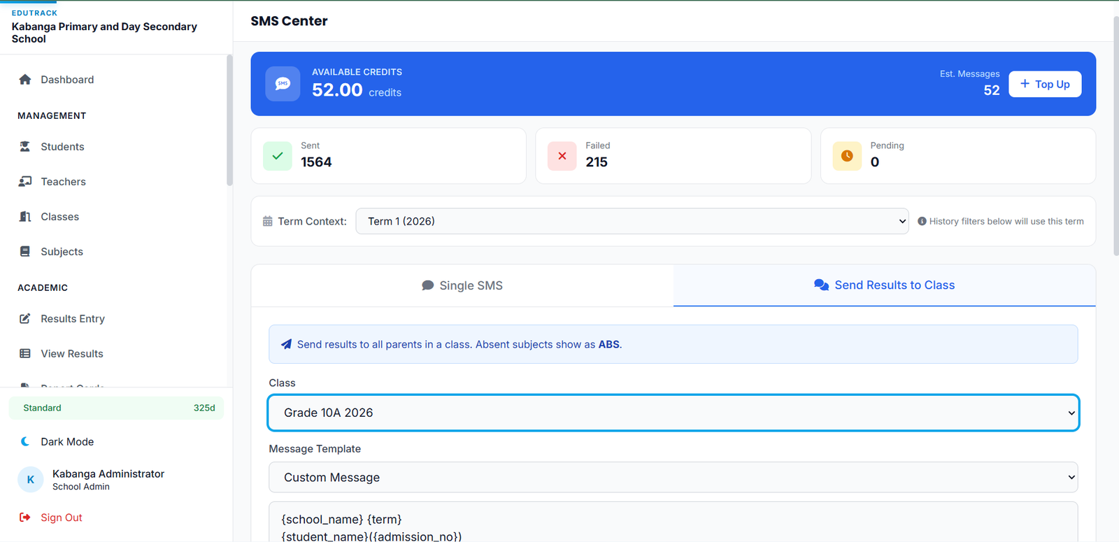 SMS Center Bulk Send